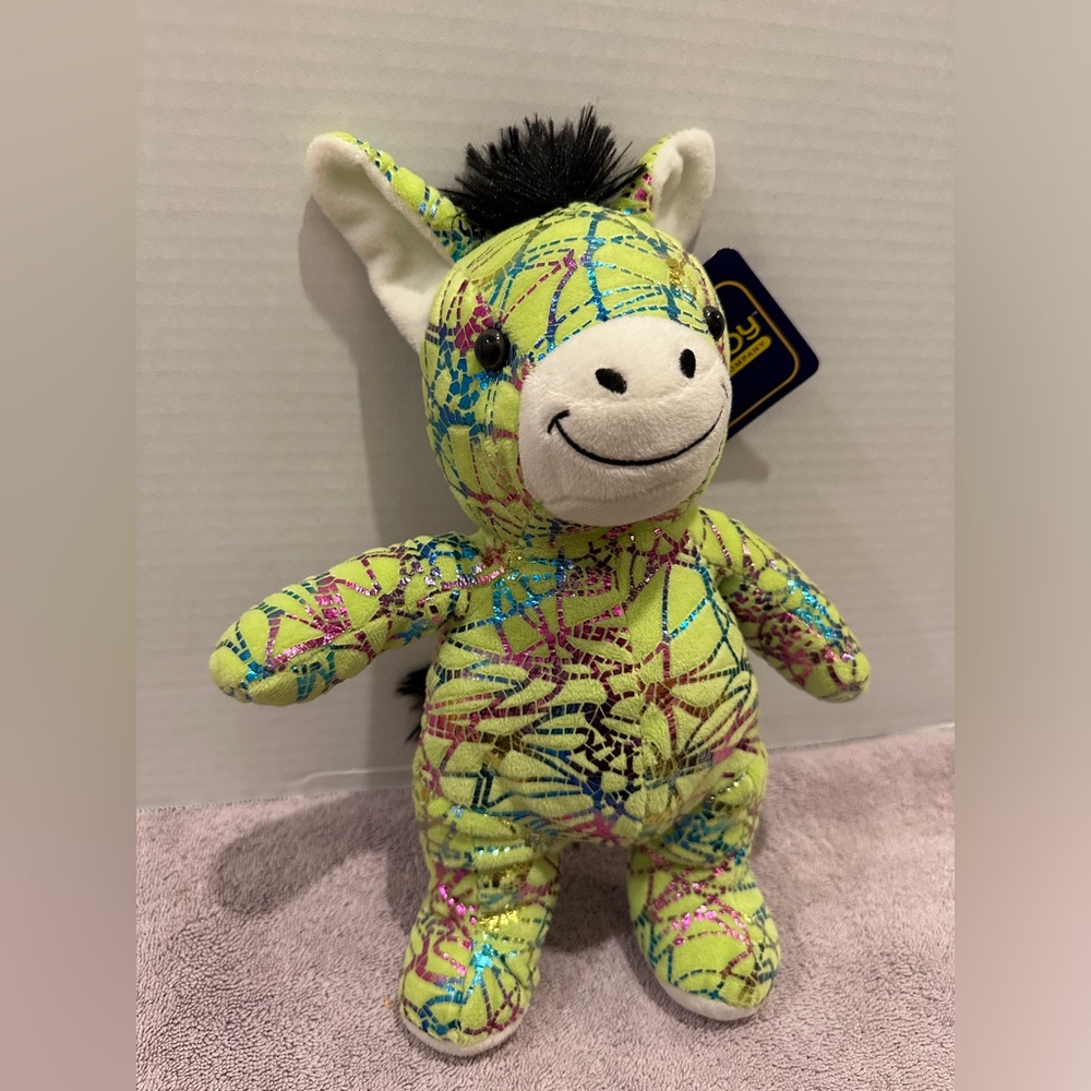 Kellytoy Promo 2022 Green Foil Print Donkey Animal Plush New With Tag 12"